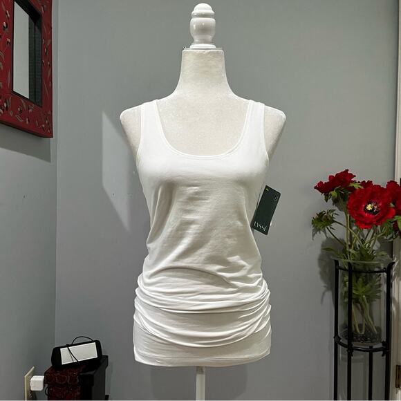 NEW Lysse Spandex Longline Scoop Neck Wide Strap Shape Wear Tank Top White S NWT - Picture 2 of 16